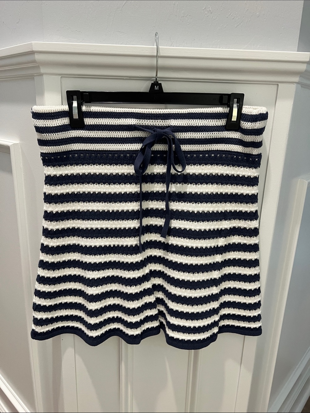 Universal Thread Navy and White Striped Knit Skater Skirt